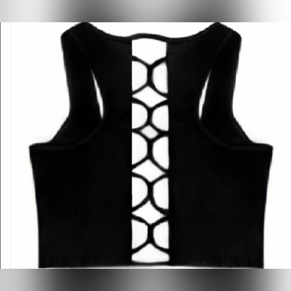 Black Laced Padded Crop Top - Picture 4 of 4